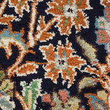 Barqash - Hand Knotted Silk Rug In Antique Blue/Burnt Orange