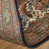 Barqash - Hand Knotted Silk Rug In Antique Blue/Burnt Orange