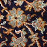 Tarannum - Hand Knotted Silk Rug In Navy Blue/Peach