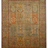 Nafisa - Hand Knotted Silk Rug In Peach/Sage Green