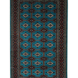 Rang-e-Turkman - Hand Knotted Wool Rug In Turquoise Blue/Red