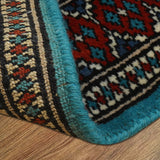 Rang-e-Turkman - Hand Knotted Wool Rug In Turquoise Blue/Red