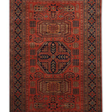 Nazanin Heriz - Hand Knotted Wool Rug In Rust Orange /Black