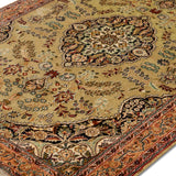 Padmini - Hand Knotted Silk Rug In Fern Green/Peach