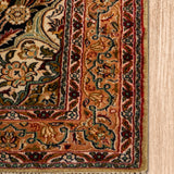 Padmini - Hand Knotted Silk Rug In Fern Green/Peach