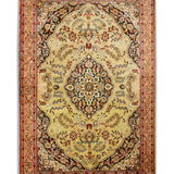 Padmini - Hand Knotted Silk Rug In Fern Green/Peach