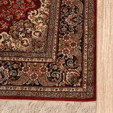 Rumana Safar - Hand Knotted Silk Rug In Crimson Red/Cream