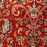 Rumana Safar - Hand Knotted Silk Rug In Crimson Red/Cream