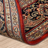 Rumana Safar - Hand Knotted Silk Rug In Crimson Red/Cream