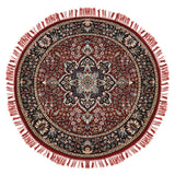Kashani Saaj - Hand Knotted Wool Rug In Maroon/Navy Blue