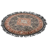 Chakra - Hand Knotted Silk Rug In Navy Blue/Russet