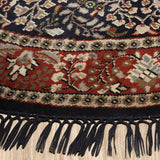 Chakra - Hand Knotted Silk Rug In Navy Blue/Russet