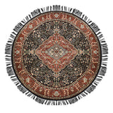 Chakra - Hand Knotted Silk Rug In Navy Blue/Russet
