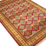 Safaviya - Hand Knotted Silk Rug In Red/Gold