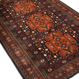 Yulduz - Hand Knotted Wool Rug In Navy Blue/ Rust