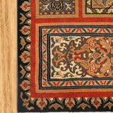 Anara - Hand Knotted Wool Rug In  Navy Blue/ Orange