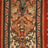 Anara - Hand Knotted Wool Rug In  Navy Blue/ Orange