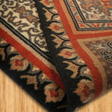 Anara - Hand Knotted Wool Rug In  Navy Blue/ Orange