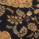 Shahanai - Hand Knotted Silk Rug In Navy Blue/Gold