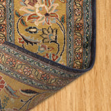 Shahanai - Hand Knotted Silk Rug In Navy Blue/Gold