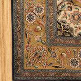 Shahanai - Hand Knotted Silk Rug In Navy Blue/Gold