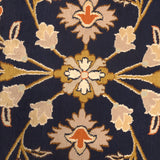 Roshni - Hand Knotted Silk Rug in Navy Blue/Cream