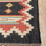 Urmi - Hand Woven Jute Rug In Black/Orange