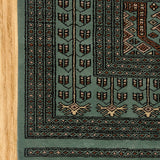Nishaan - Hand Knotted Wool Rug In Aqua Blue/Black