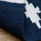 Raqs - Hand Woven Cotton Rug In Brown/Navy Blue