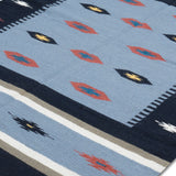 Sitara - Hand Woven Cotton Rug In  Light Blue/Navy Blue