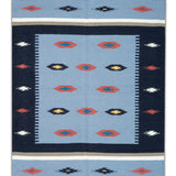 Sitara - Hand Woven Cotton Rug In  Light Blue/Navy Blue