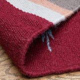 Savana - Hand Woven Cotton Rug In Maroon/Light Brown