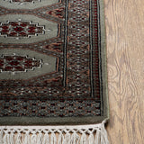 Masir-e Kamal - Knotted Wool Rug In Olive Green/Maroon