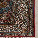 Saharina - Hand Knotted Silk Rug  in  Red/Cream