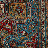 Saharina - Hand Knotted Silk Rug  in  Red/Cream