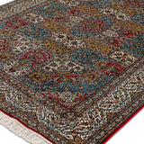 Saharina - Hand Knotted Silk Rug  in  Red/Cream