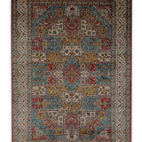 Saharina - Hand Knotted Silk Rug  in  Red/Cream