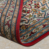 Saharina - Hand Knotted Silk Rug  in  Red/Cream