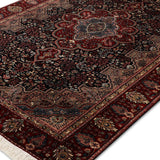Shazaan - Hand Knotted Wool Rug In Navy Blue/ Maroon