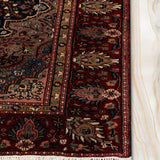 Shazaan - Hand Knotted Wool Rug In Navy Blue/ Maroon