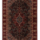 Shazaan - Hand Knotted Wool Rug In Navy Blue/ Maroon