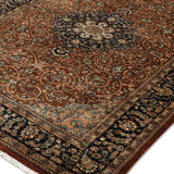 Zahiraa - Hand Knotted Wool Rug in Brown/Navy blue