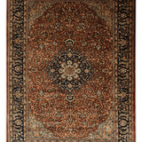 Zahiraa - Hand Knotted Wool Rug in Brown/Navy blue
