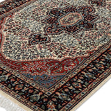 Rivaan - Hand Knotted Wool Rug in Cream/Navy Blue