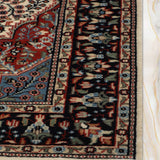 Rivaan - Hand Knotted Wool Rug in Cream/Navy Blue