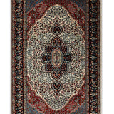 Rivaan - Hand Knotted Wool Rug in Cream/Navy Blue