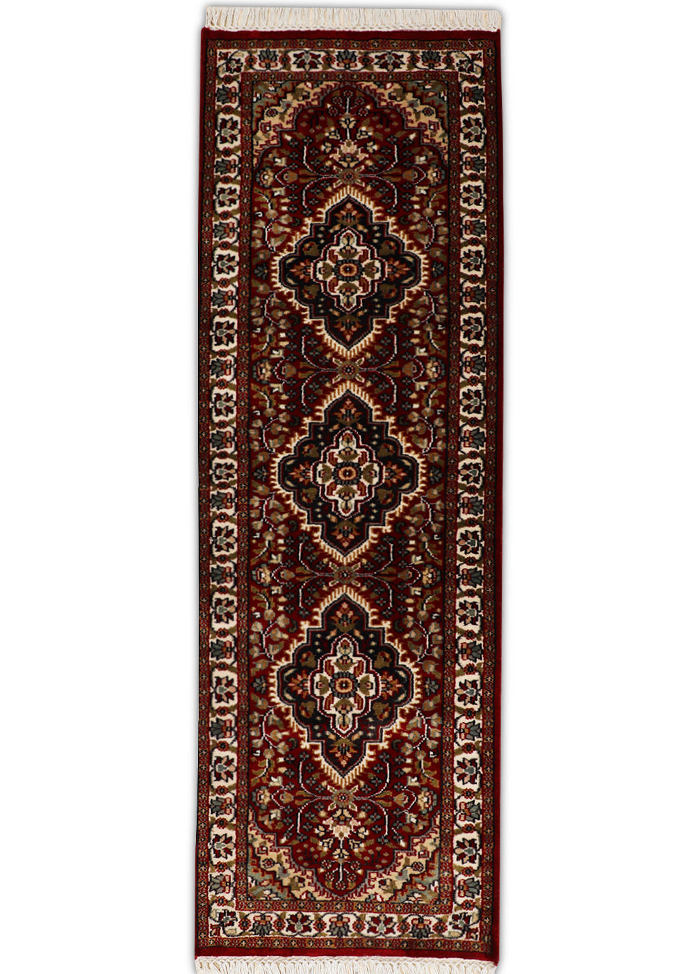 Rishara - Hand Knotted Wool Rug in Red/Cream