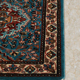 Kashavara - Hand Knotted Wool Rug in Turquoise Blue/Beige