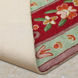 Solvane - Chain Stitch Embroidery Cotton Rug In Blue/Red