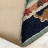 Nayvora - Chain Stitch Embroidery Wool Rug In Navy Blue/Brown